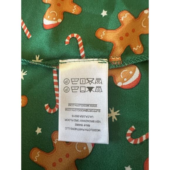 ModCloth Plus Size 16W Gingerbread Candy Cane Print Peter Pan Collar Green Dress - Picture 11 of 11